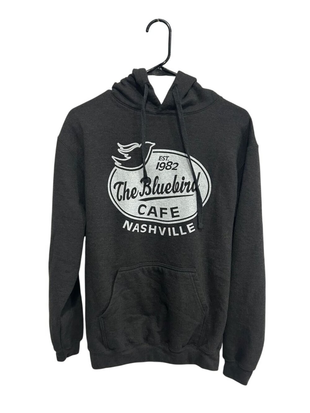 The Bluebird Cafe Medium Black Pullover Hoodie Cotton Polyester Retro Cozycore